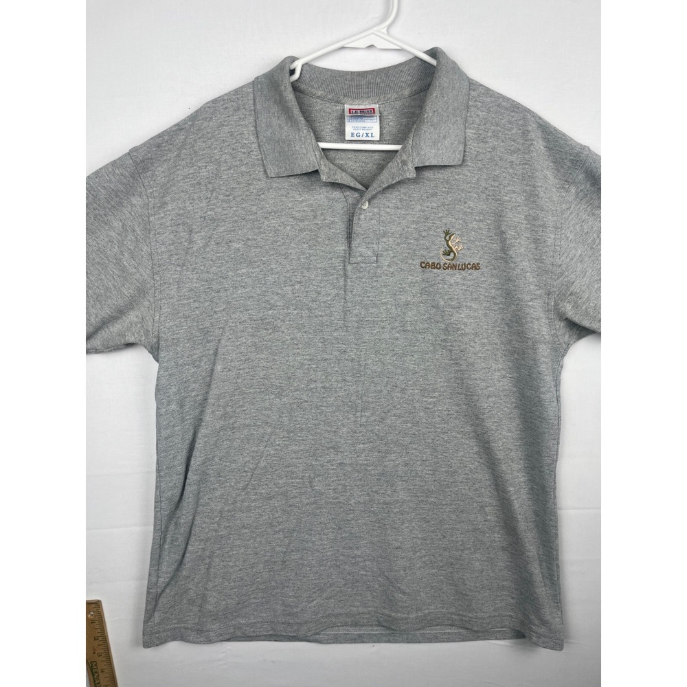 Le Best Cabo San Lucas Gecko Polo Shirt Mens XL Gray Heavy Weight Cotton Top